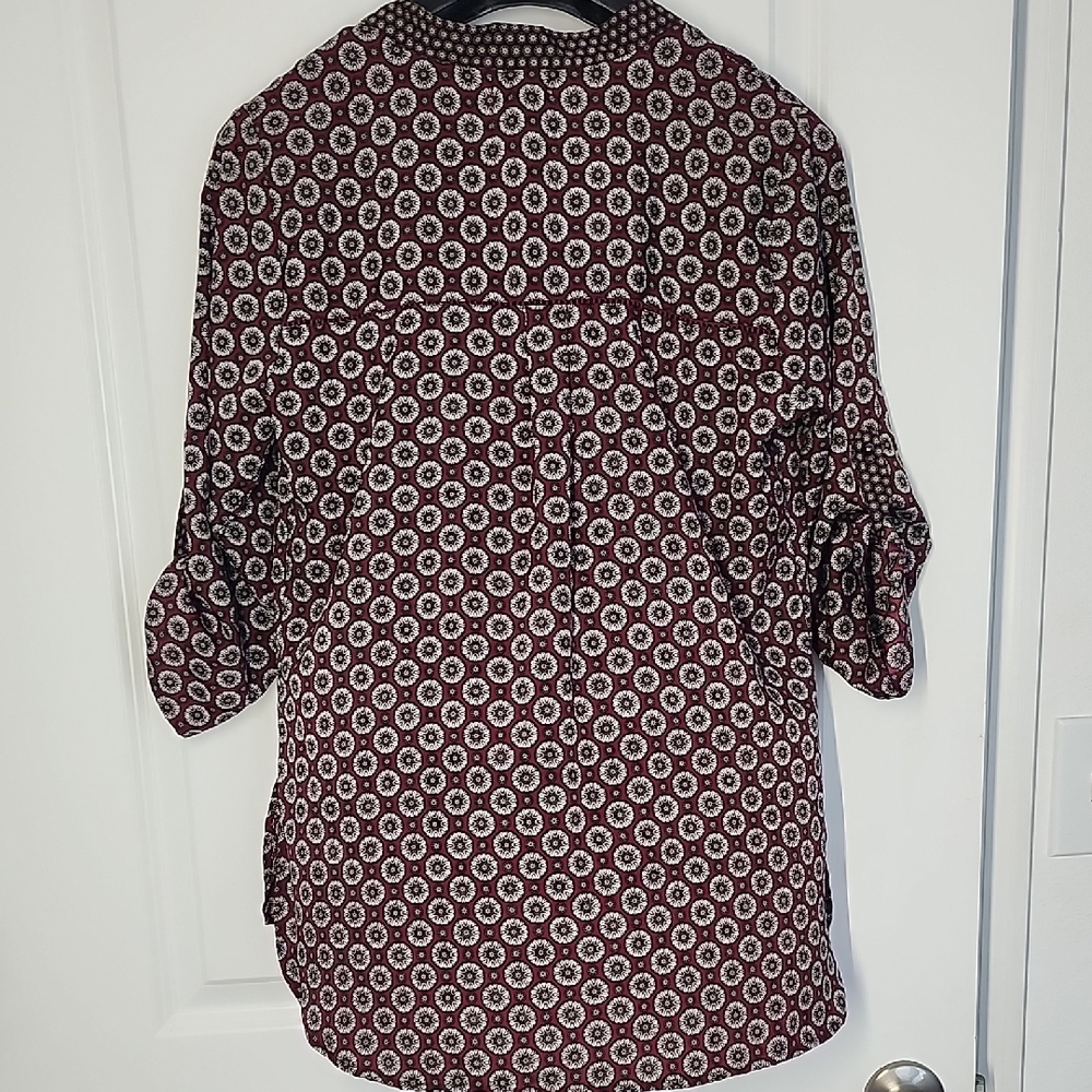 Antilia Femme Tunic Blouse Geometric Mandala Print 3/4 Tab Sleeves Woman Small - Picture 7 of 8